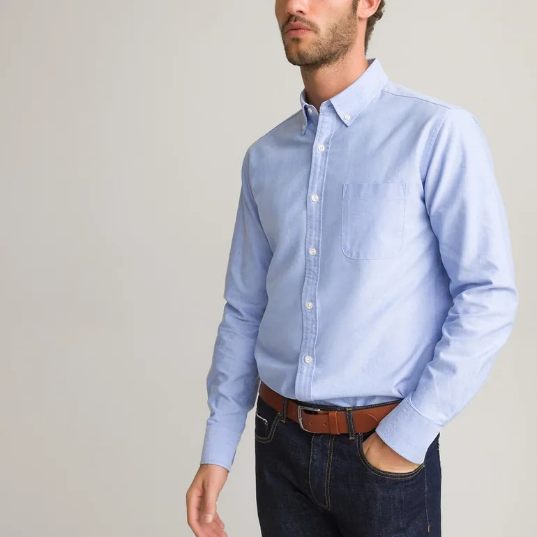 Oxford Cotton Shirt with Button-Down Collar - 1