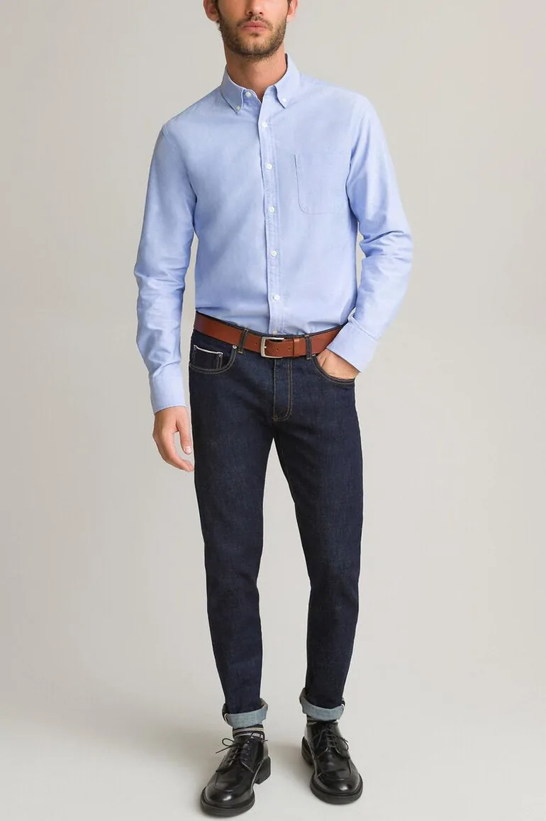 Oxford Cotton Shirt with Button-Down Collar