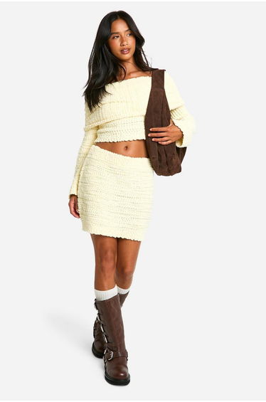 Petite Boucle Mini Skirt - butter