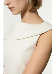 Compact Stretch Asymmetric Neck Tailored Full Skirted Dress - 2