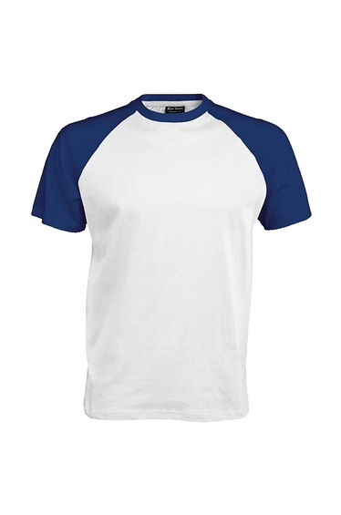 Kariban Mens Short Sleeve Baseball T-Shirt - White/Royal
