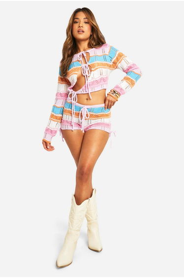 Petite Stripe Cut Out Knit Top