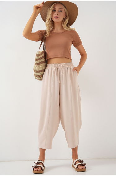 Woven Shalwar Trousers - Biscuit