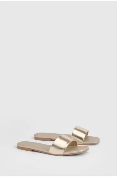 Square Toe Basic Sliders - gold