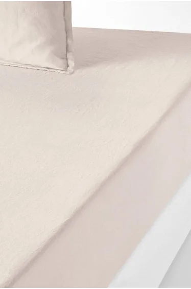 شرشف سرير كتان مغسول بحواف مطاطية ارتفاع 35 سم