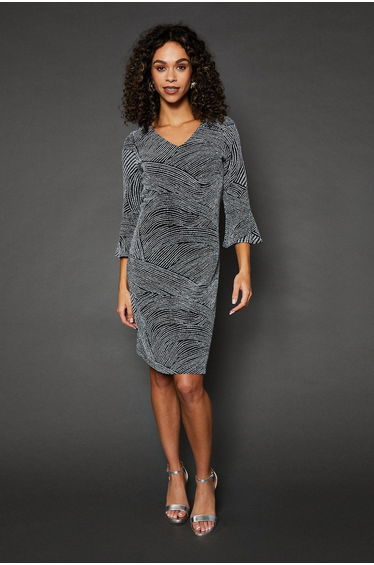 Occasion Glitter Jersey Ruffle Shift Dress