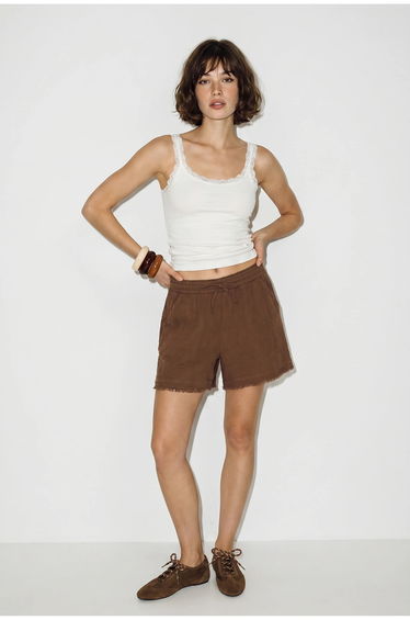 LUCCI High-Waist Wide-Leg Cotton Shorts