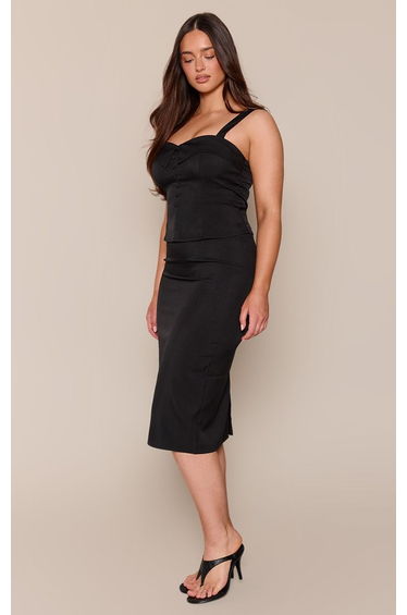 Shape Black Tailored Button Detail Peplum Hem Top Co-ord