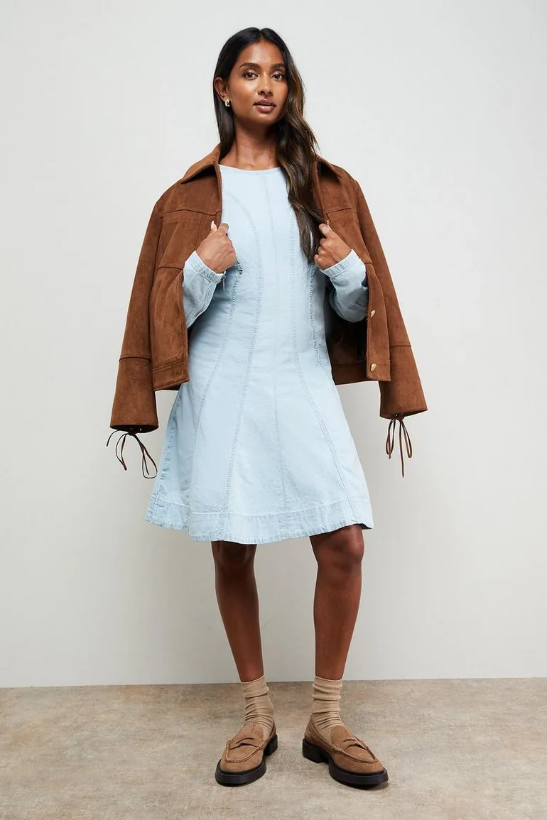 skater skirt dress long sleeve Chocolate Long Sleeve Skater Mini Dress