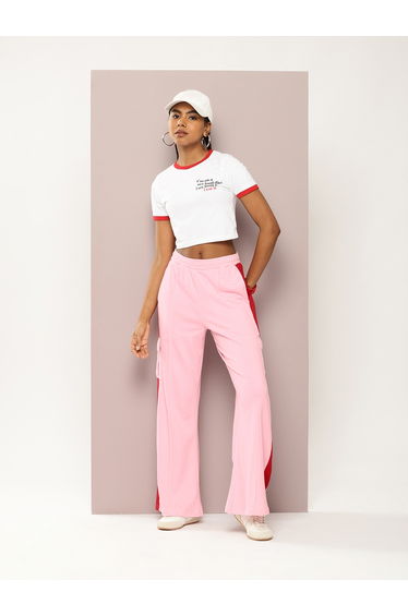 Women Pink Wide Leg Soft Drapey Cotton Pant
