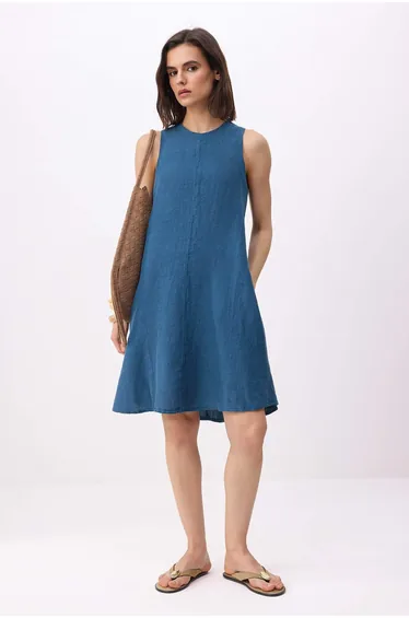 Indigo Mini Pocketed Woven Dress