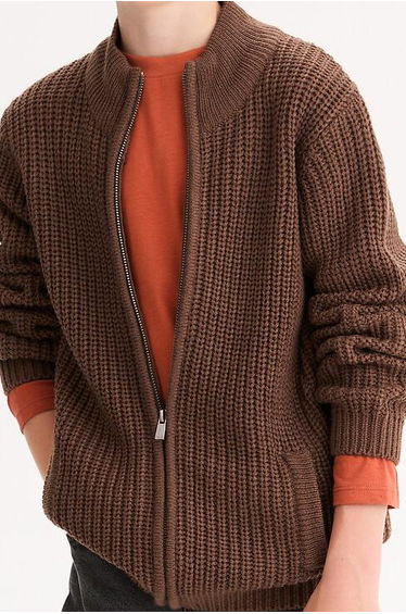 High Neck Zipped Cardigan