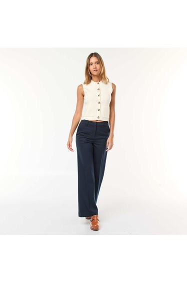 Sleeveless Ottoman Knit Vest WHITE