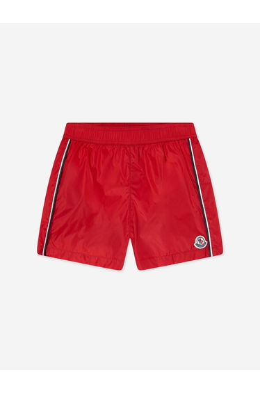 Moncler Enfant Boys Logo Swim Shorts in Red