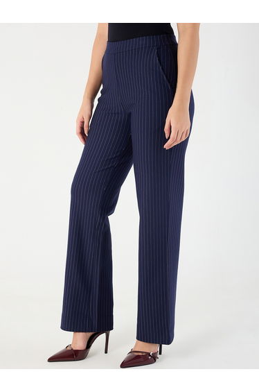 Navy Blue Pinstripe Regular Fit Trousers