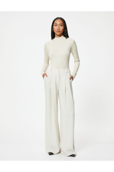 Basic Knitwear Sweater Stand Collar Textured
