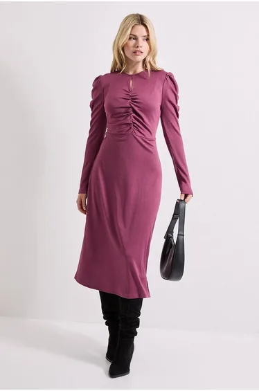 Keyhole Long Sleeve Midi Dress