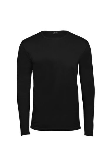 Tee Jays Mens Interlock Long Sleeve T-Shirt - Black