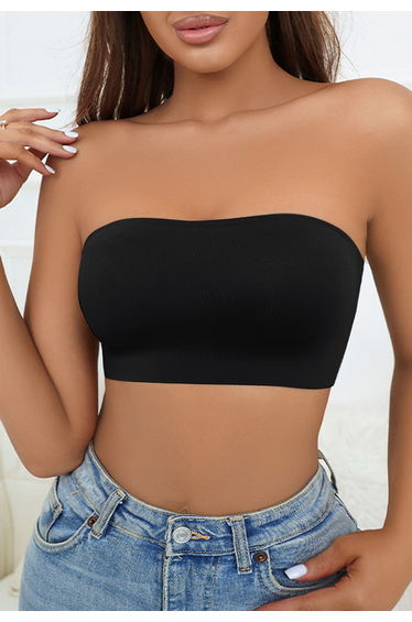 Strapless Bandeau Bra Top in Black