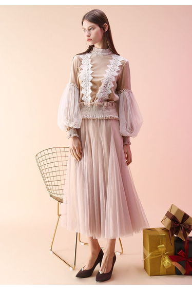 My Secret Garden Tulle Maxi Skirt in Cream
