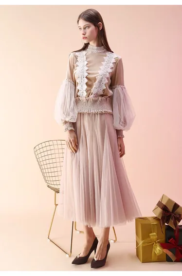 My Secret Garden Tulle Maxi Skirt in Cream