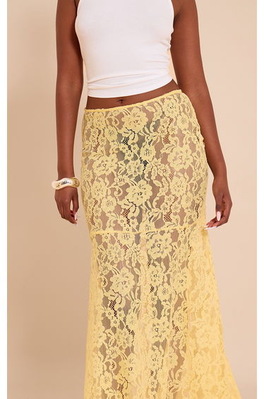 Lemon Floral Lace Sheer Maxi Skirt product thumbnail 4