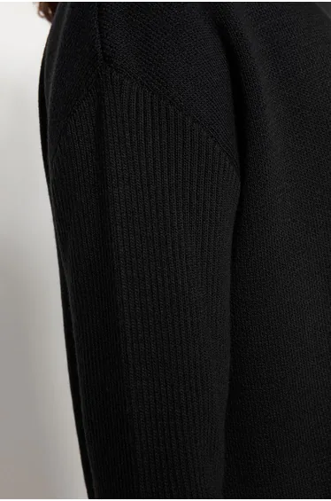 Black Slit Wide Leg Knitwear Bottom-Top Set