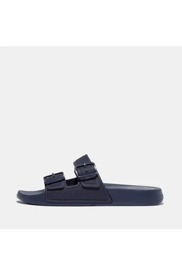 Women's Fit Flop iQushion Two-Bar Buckle Sliders in Blue