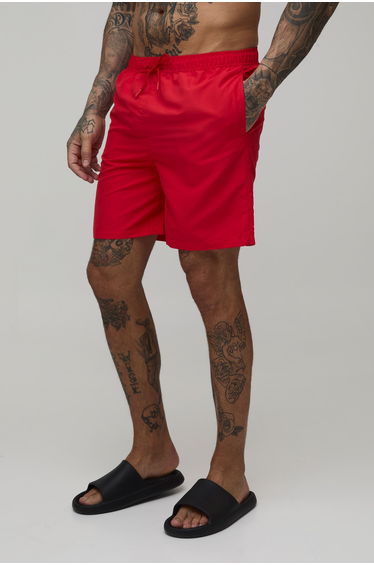 Tall Mid Length Swim Short - red