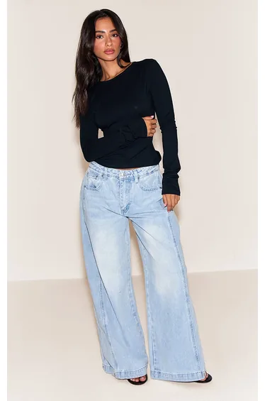 Petite Black Crew Neck Cotton Long Sleeve Top