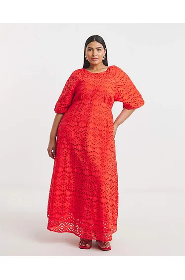 Joanna Hope Puff Sleeve Broderie Dress