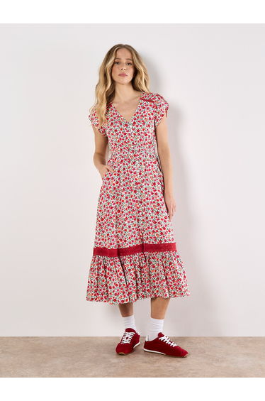 Ditsy Floral Button Down Midi Dress