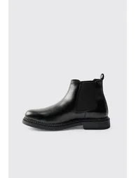 Faux Leather Chelsea Boot - black - 1
