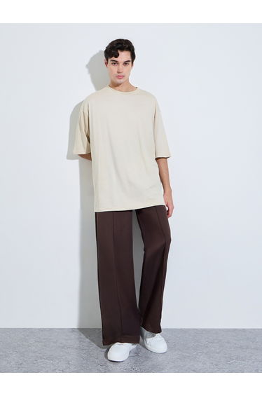 Cream Graphic Print Oversized T-Shirt