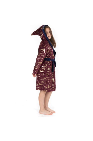 Harry Potter Childrens/Kids Dressing Gown - Navy/Maroon/Gold