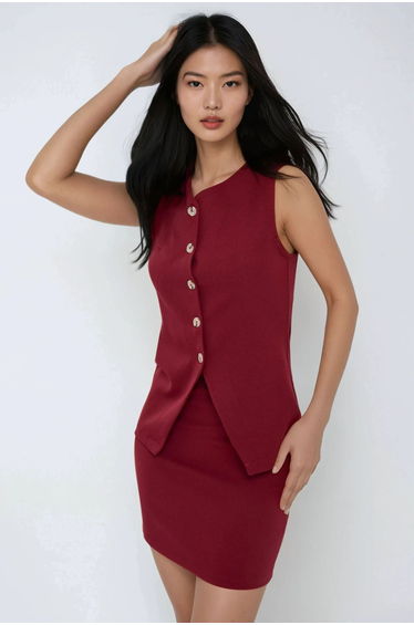 Fitted V-Neck Sleeveless Vest