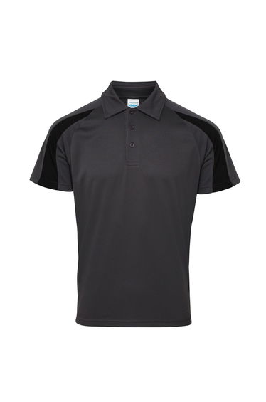 AWDis Just Cool Mens Short Sleeve Contrast Panel Polo Shirt - Charcoal/Jet Black