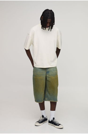 Longline Tinted Denim Jorts - green