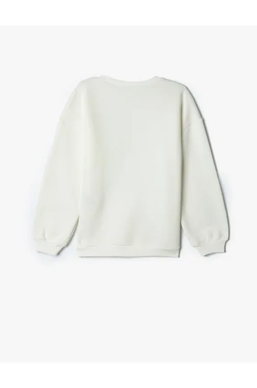 سويتشيرت كوتون أبيض بطبعة