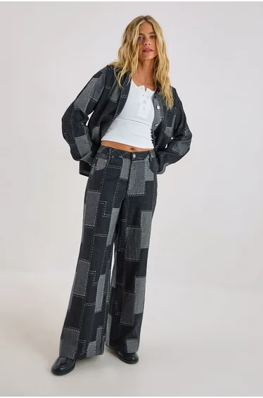 Patchwork Denim Baggy Jeans