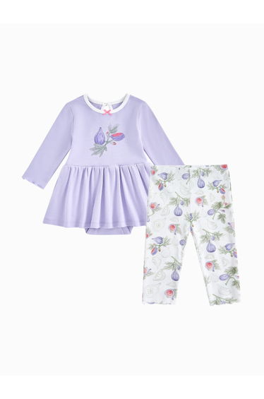 Girls' Two-Piece Set - Long Sleeve Bodysuit And Printed Pants