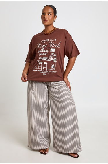 Plus Coffee New York Printed T Shirt - chocolate