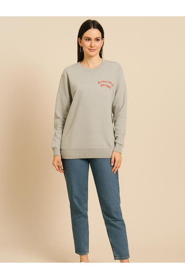 Women Regular Fit Slogan Print Sweatshirt