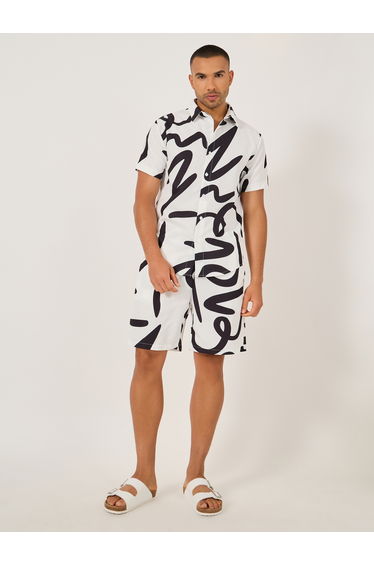 All-Over Print Short Sleeve Shirt and Shorts Co-Ords