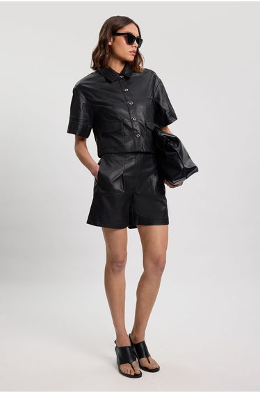 Faux Leather City Short