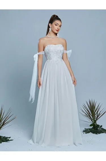 Leely Elegant Strapless Sleeveless Prom Dress