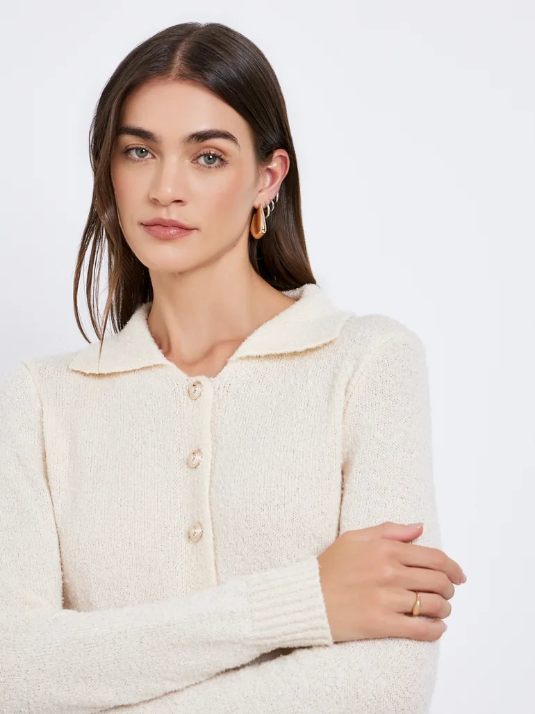 Textured Ribbed Buttoned Top - 1