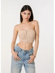 Bandeau Eyelet Detail Corset Top