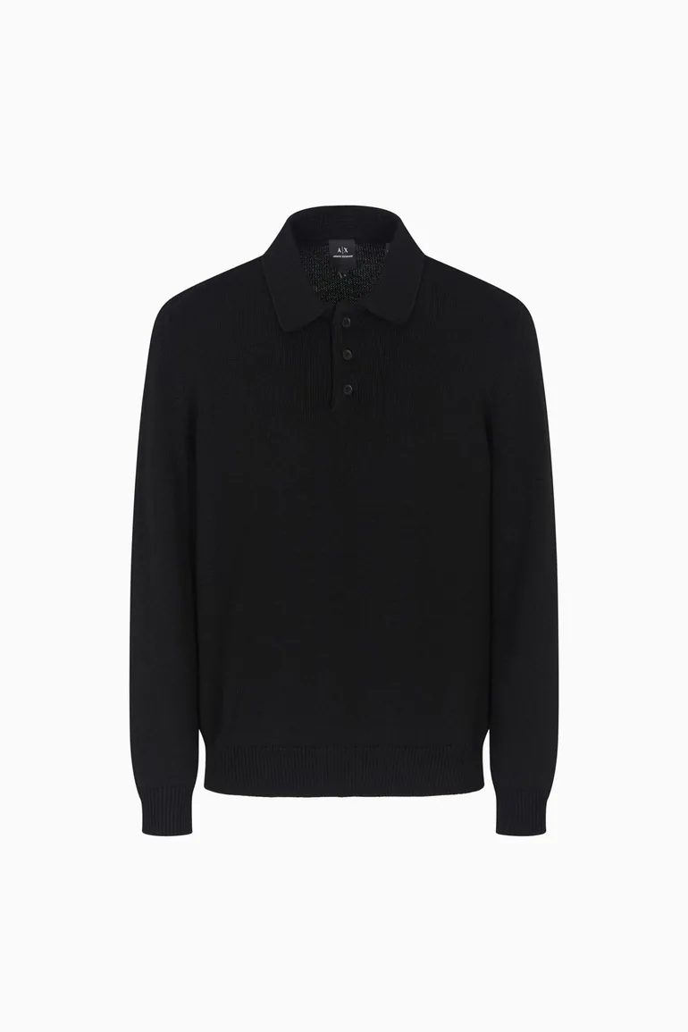 Polo Neck Knit Jumper Black - 2