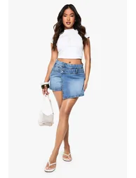Petite Denim Skort - mid wash